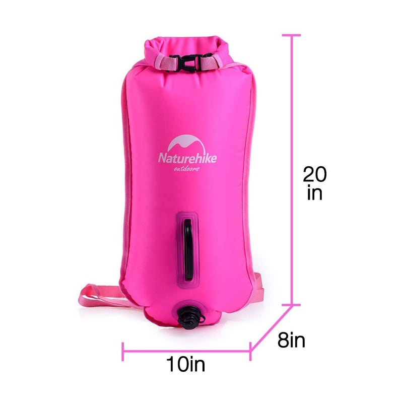Naturehike 18L High Visible Safety Swim Buoy - Ultralight Bubble Tow Float and Dry Bag for Open Water Swimming Kayaking Snorkeling Diving Fishing Trailing with Adjustable Waist Belt (Pink) - Image 3